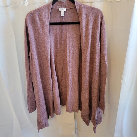 Logo Lori Goldstein Sweaters - LOgo Lori Goldstein Womens Cardigan Large Purple 100% Cotton Open Front 16462